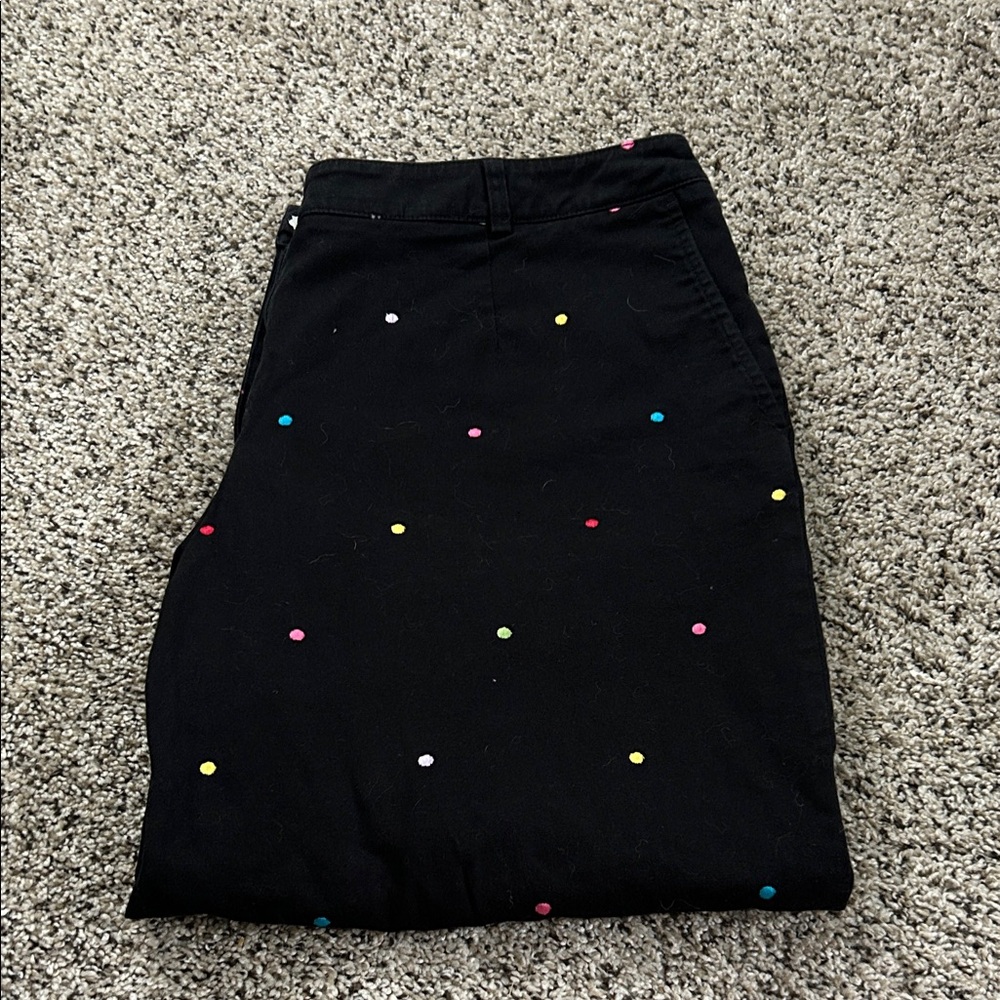 Black Capris with Multicolor Polka Dots